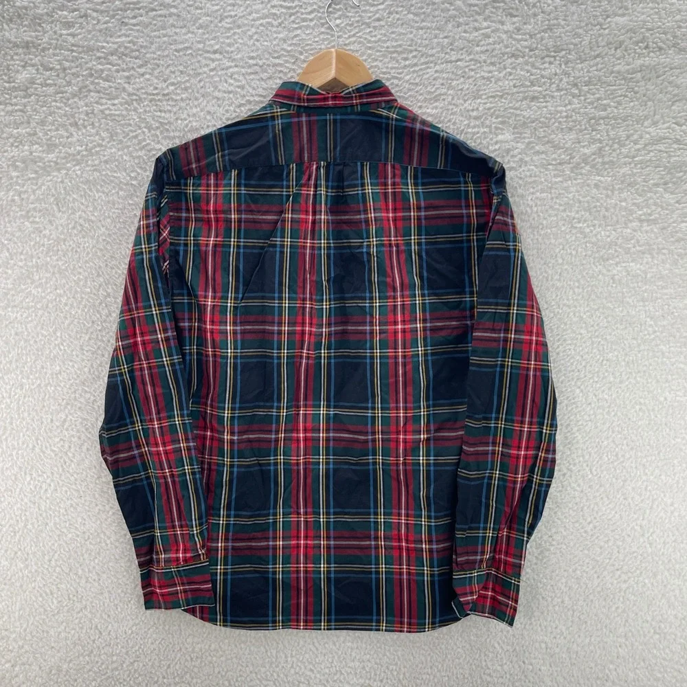 J Crew Shirt Mens XL Blue Red Slim OCBD Pinpoint Oxford Tartan Preppy Luxury